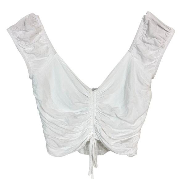 Princess Polly Darshan Cropped Cinched White Milkmaid Top Size 0 - Picture 2 of 14